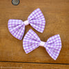 Purple Gingham Fabric Bows (Set of Two)