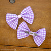Purple Gingham Fabric Bows (Set of Two)