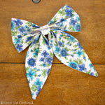 Blue Floral Fabric Bows