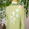 Green Angora Floral Cardigan