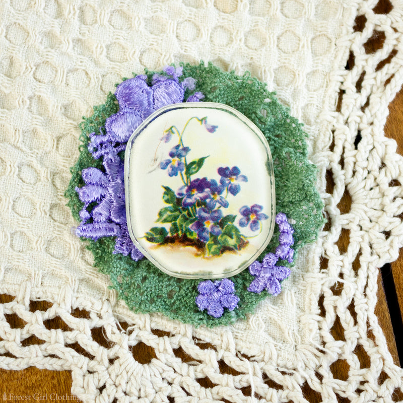 Violets Brooch