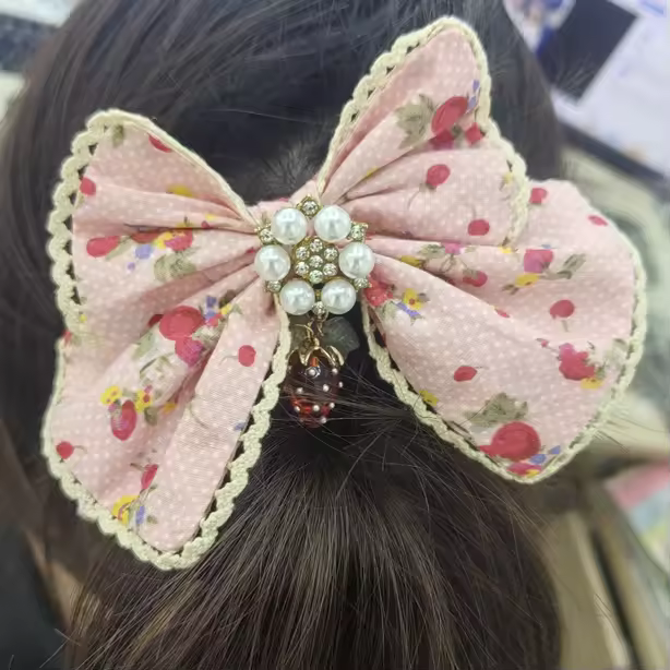 Strawberries & Cream Hair Bow - PRE-ORDER