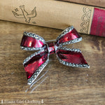 Red & Silver Bow Brooch (Vintage)