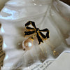 Enameled Bow Pearl Pin (Vintage)