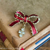 Red & Gold Bow Brooch (Vintage)